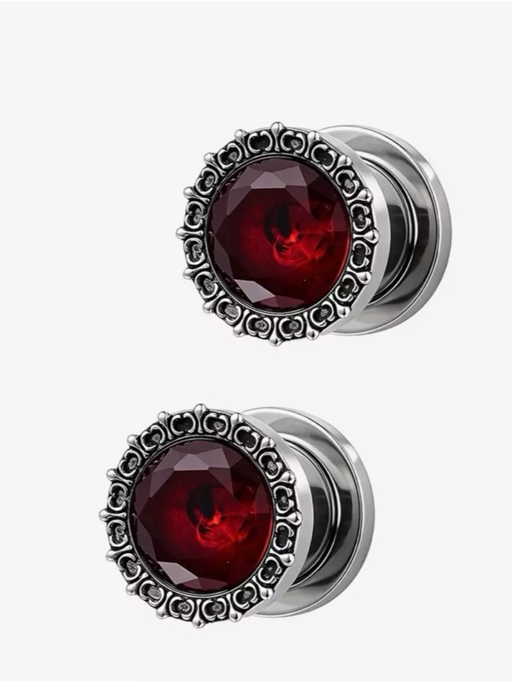NWT Steel Red Gem Flare Plug 2 Pack
